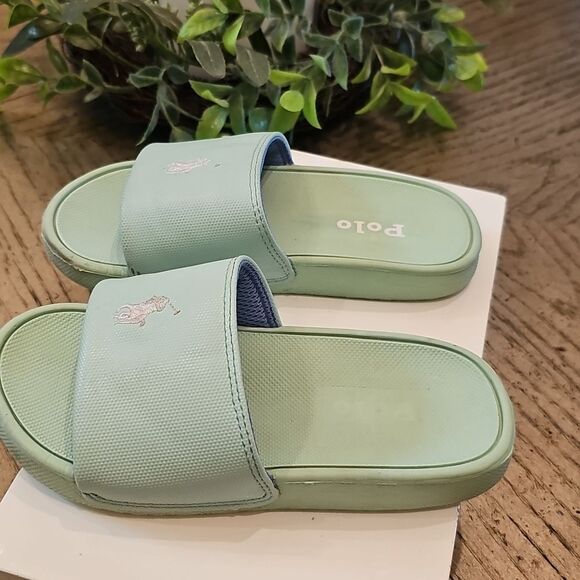 Polo Ralph Lauren Mint Green Slides Size 11 - Picture 3 of 8